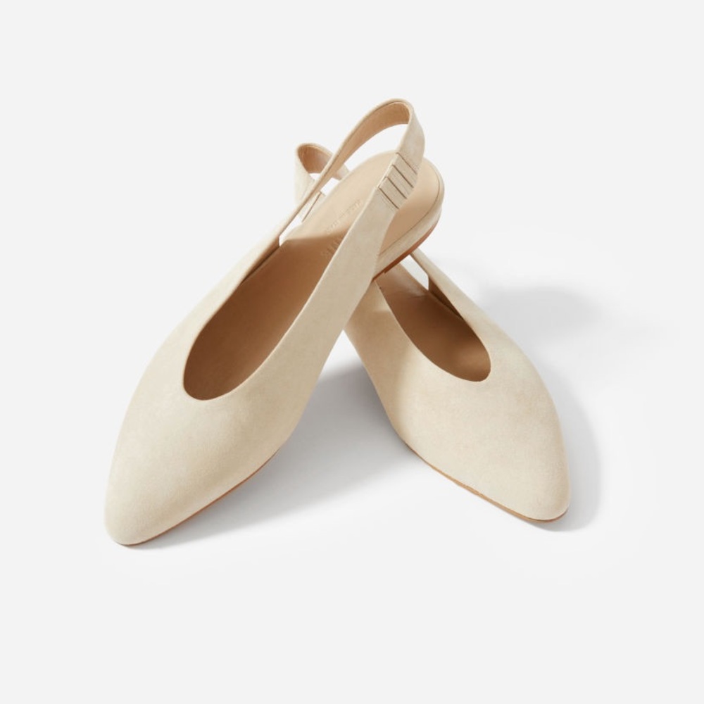 Everlane The V Slingback in Light Taupe Suede